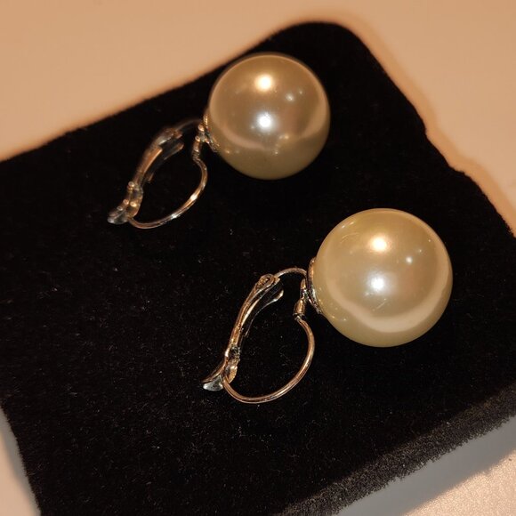 Sterling Silver Large Pearl Earrings - Picture 3 of 3